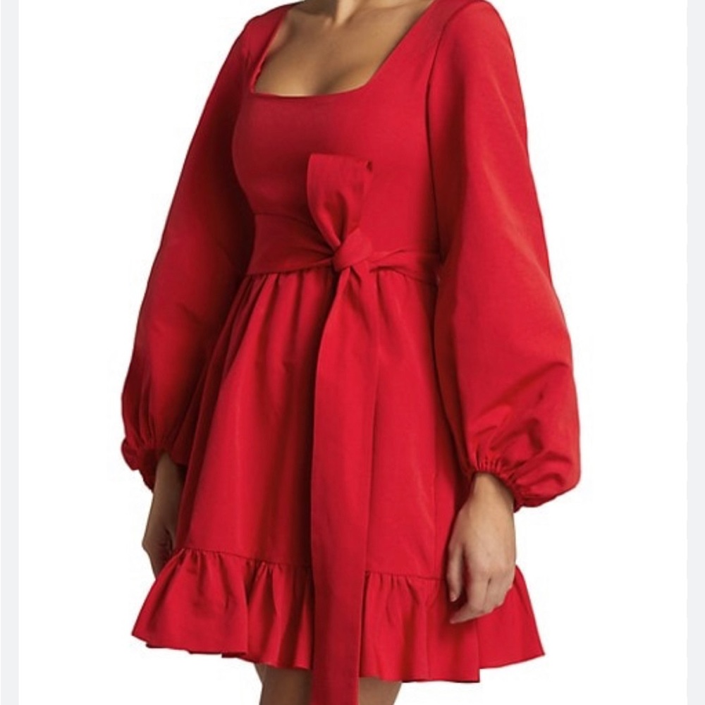 NWT Staud Seth Red Flounce Dress sz 2